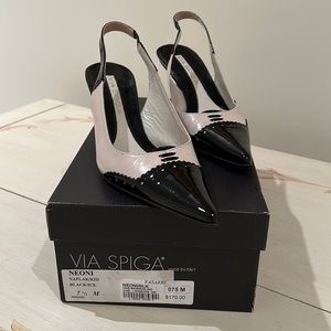 Via Spiga sling back low heels black and cream size 7.5